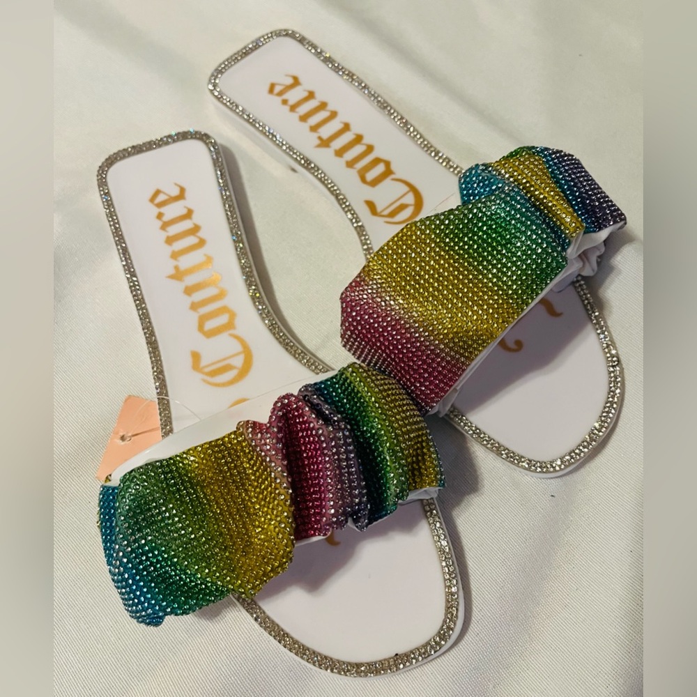 Juicy Couture Rainbow Jelly Hollyn Embellished Slip On Sandals 7 - Picture 4 of 12